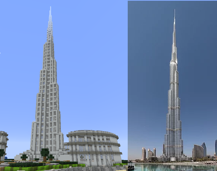 Burj Khalifa dans le jeu contre la vie réelle
